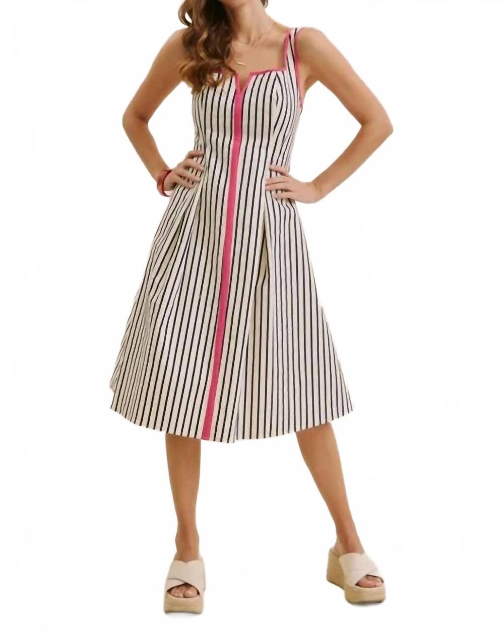 NEW IN FEBRUARY striped preppy midi dress in blue